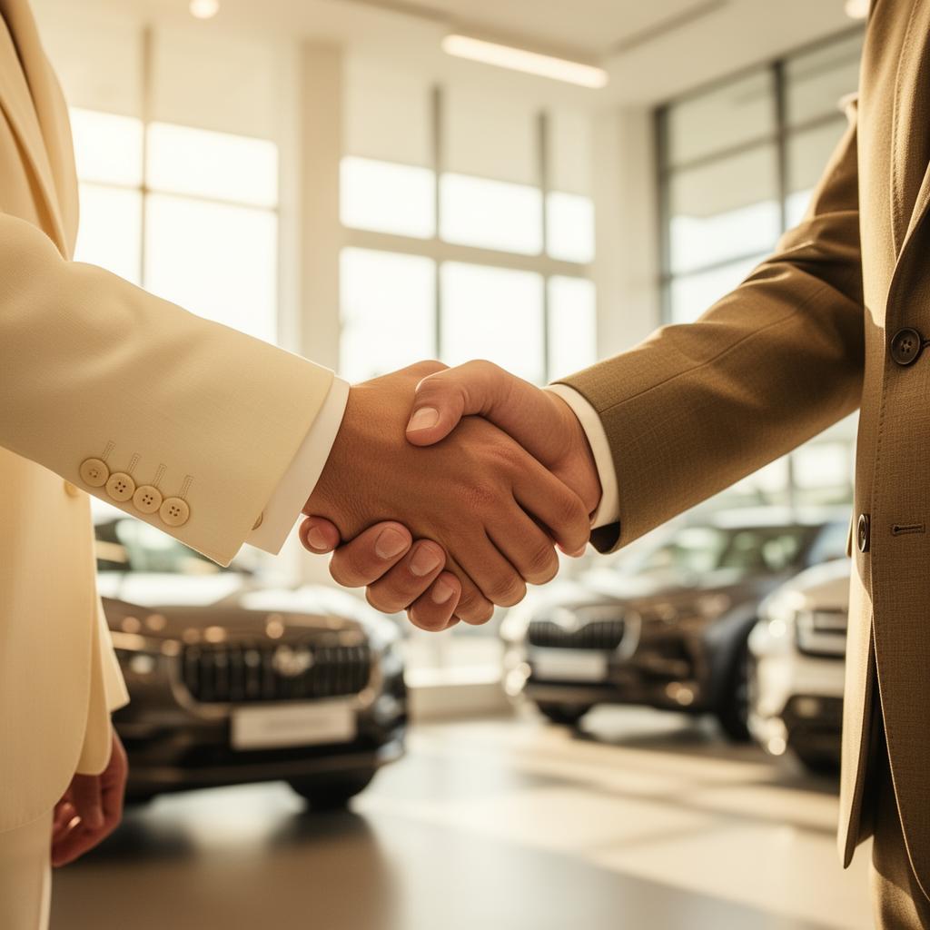 Handshake between dealership professionals